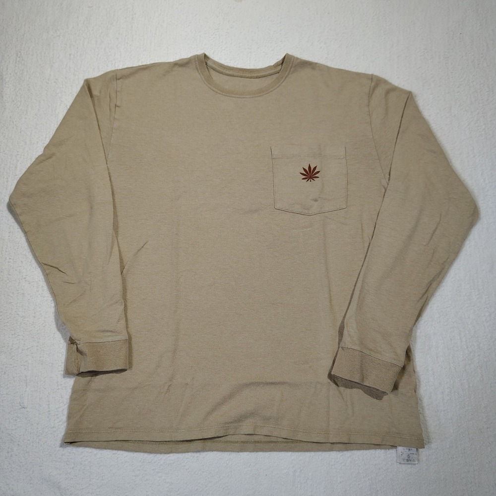 Patagonia Shirt Mens Medium Long-Sleeve Work Pocket Khaki Hemp Blend 53385 SMP